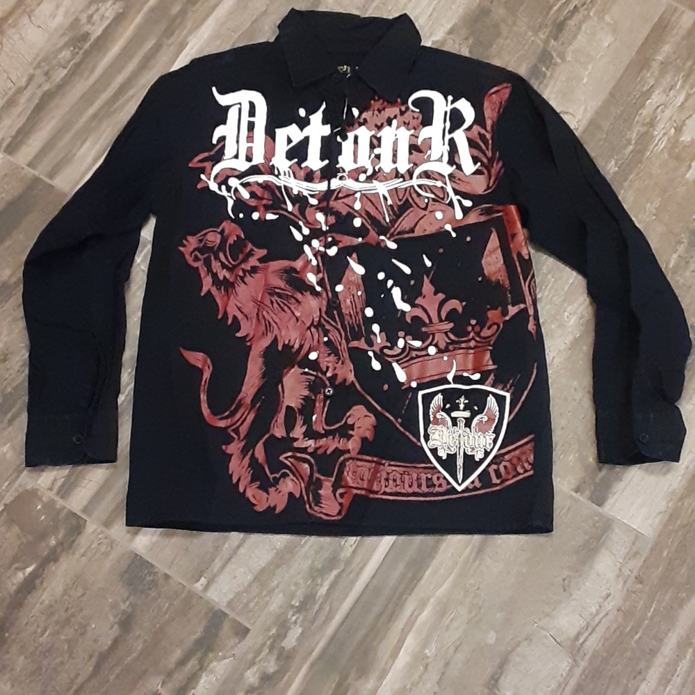 Detour size 12 black long-sleeve button-up shirt